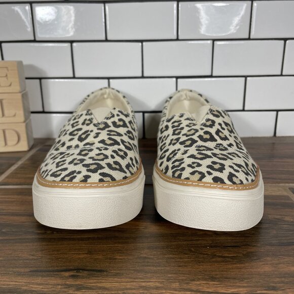 Toms Parker Womens Size 10 Shoes Egret Snow Leopard Twill Casual Comfort Slip On - Picture 2 of 13